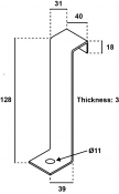 Cable Ladder Hold Down Bracket 128 x 31 x 39mm