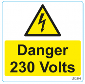 DANGER 230V VINYL SELF ADH 75MM X 75MM (25/ROLL)