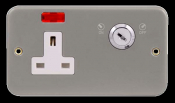 Key Operated Metal Clad Socket 13A 1 Gang