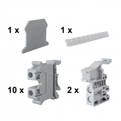 10 x 2.5mm Grey DIN Rail Terminal Kit