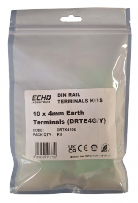 10 x 4mm Earth DIN Rail Terminal Kit