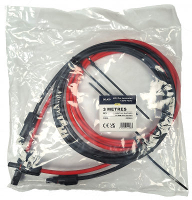 2 x 6mm MC4 Terminated Solar Cable 3m