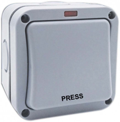 IP66 Outdoor "Press" Switch 1 Gang 2 Way 20A
