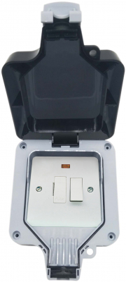IP66 Outdoor proof Socket Fused Spir with Neon 1 Gang 13A