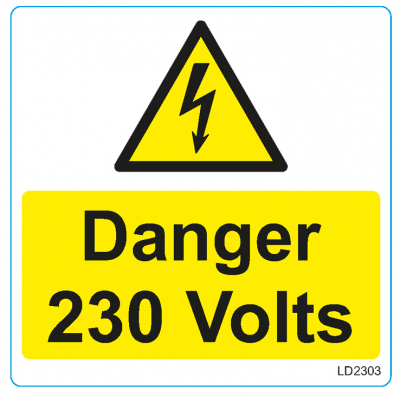 DANGER 230V VINYL SELF ADH 75MM X 25MM (250/ROLL)