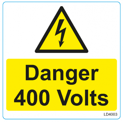 DANGER 400V VINYL SELF ADH 75MM X 75MM (25/ROLL)