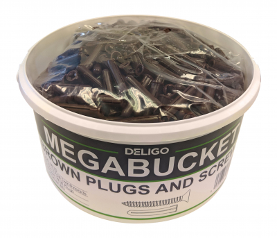 Brown Plugs & Pozi Csk Twinthread Woodscrews Megabucket