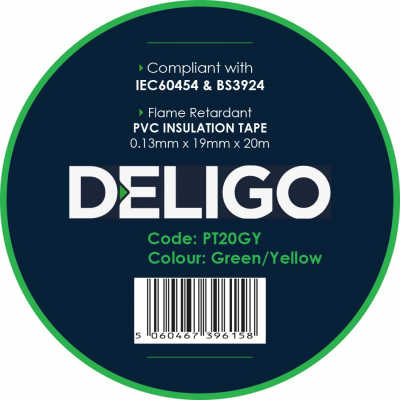 PVC Insulation Tape Green/Yellow 20m