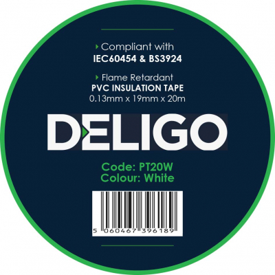 PVC Insulation Tape White 20m
