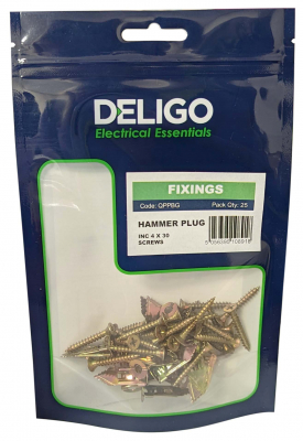 Hammer Plugs with Screws 4 x 30mm (Pack of 25)