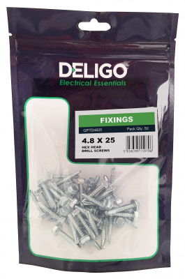 Hex Head Drill Screws 4.8 x 25mm (Pack of 50)