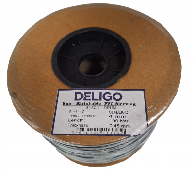 4MM  SLEEVING - BLACK *100M DRUM*