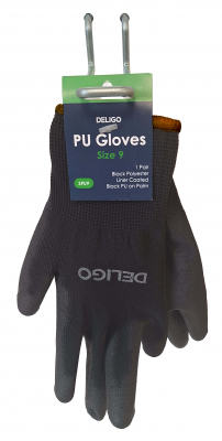 PU Gloves Black Size 9