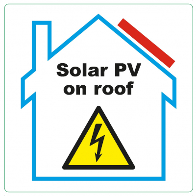 'Solar PV on Roof' Warning Label - 100 pack